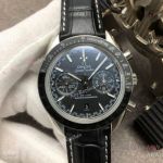 (OM) Swiss Replica Omega Speedmaster Racing Master Chronomeyer Watch Black Leather Strap